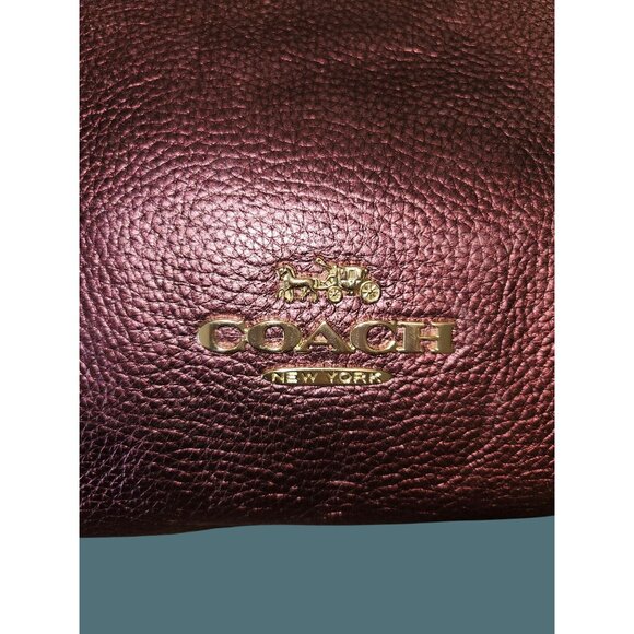 Coach Marlon Pebble Leather Metallic Wine Hobo Shoulder Crossbody Bag - Picture 13 of 16